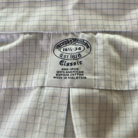Brooks Brother Classic Button Down Mens Shirt Size 16 1/2 - 34 Blue and White - Picture 11 of 13